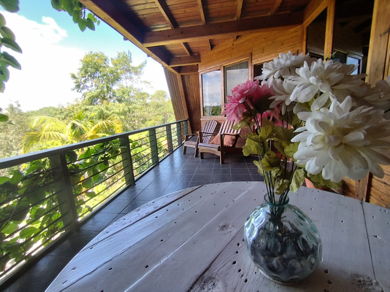 Terraza con flores